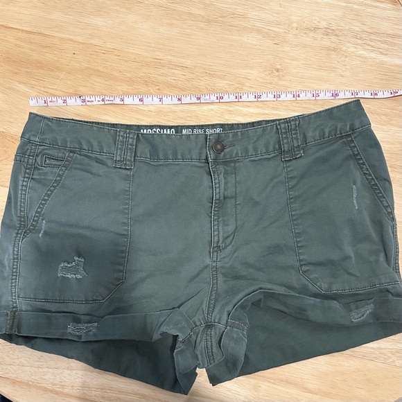 5/$20 EUC mossimo supply co. Mid rise shorts, distressed, army green sz 12 - Picture 6 of 8